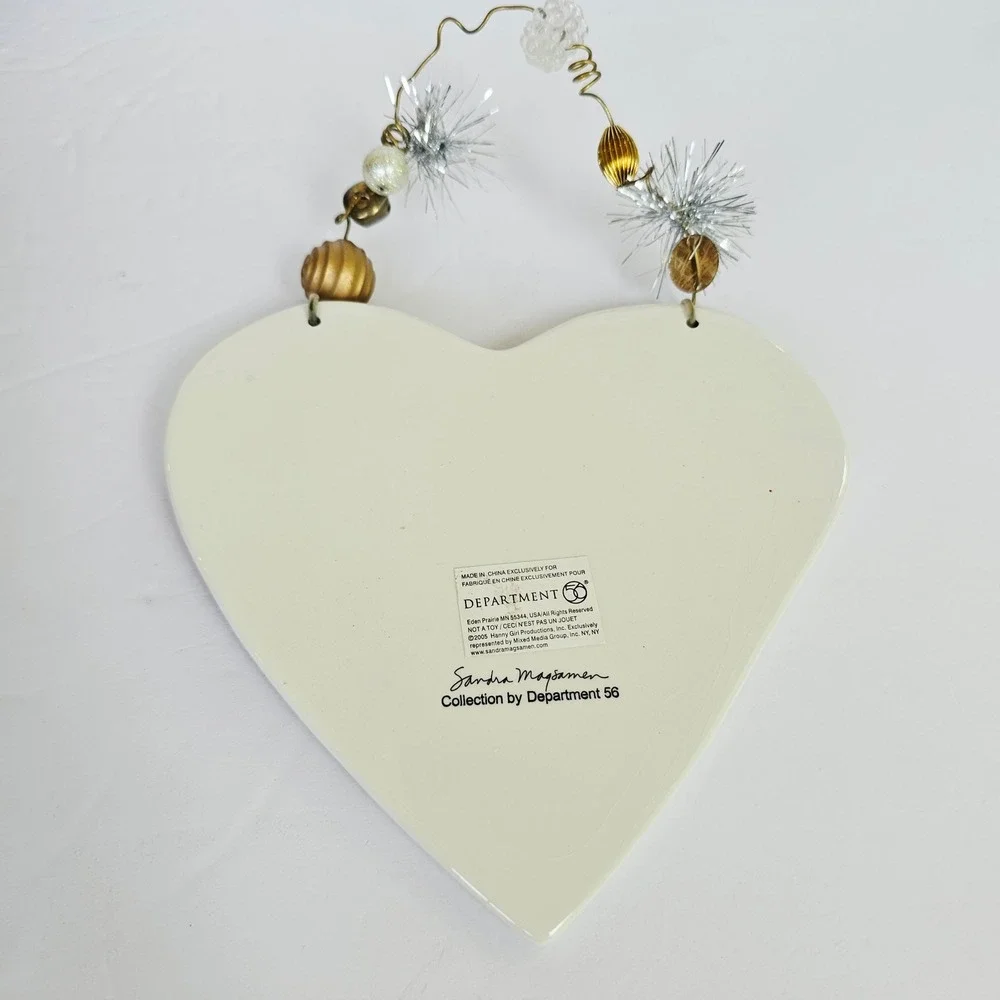 2005 Sandra Magsamen Dept 56 Friendship Heart Plaque Gold Ceramic Wall Decor